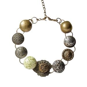 Vintage Handmade Victorian Mixed Metal Button Bracelet